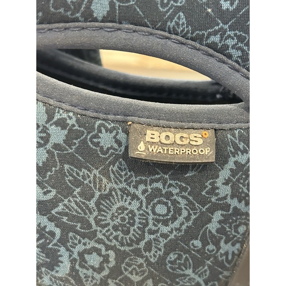 BOGS Navy Blue Plimsoll Mid Calf Floral Neo-Tec Waterproof Insulated Boots Sz 8 - Picture 3 of 10